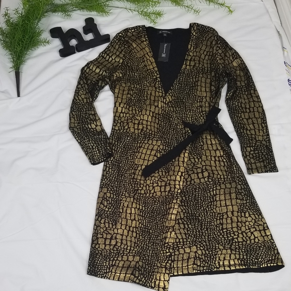 INC Metallic Snake-Embossed Print Dress - Picture 2 of 7